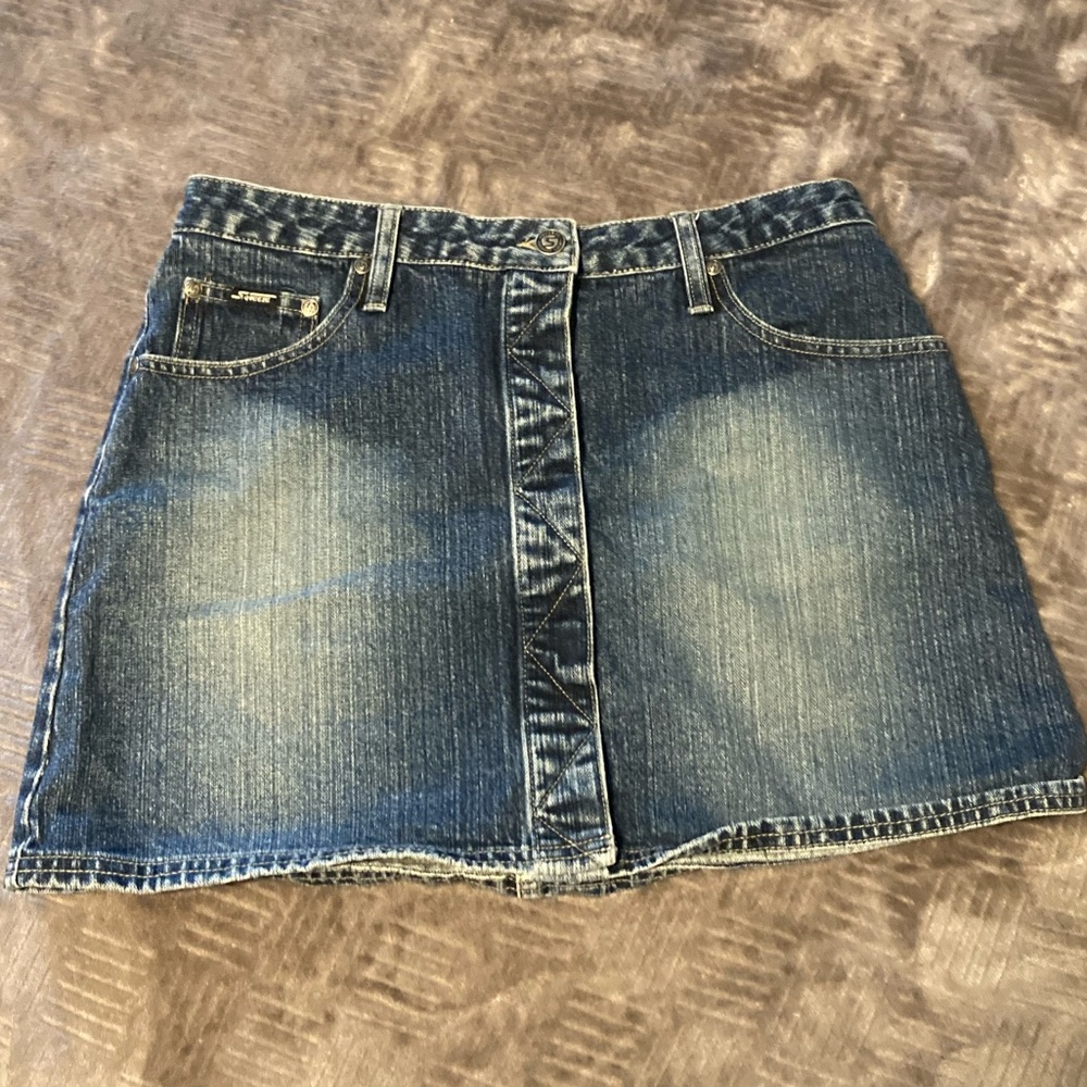 Stephen Hardy Squeeze Button Up jean mini skirt